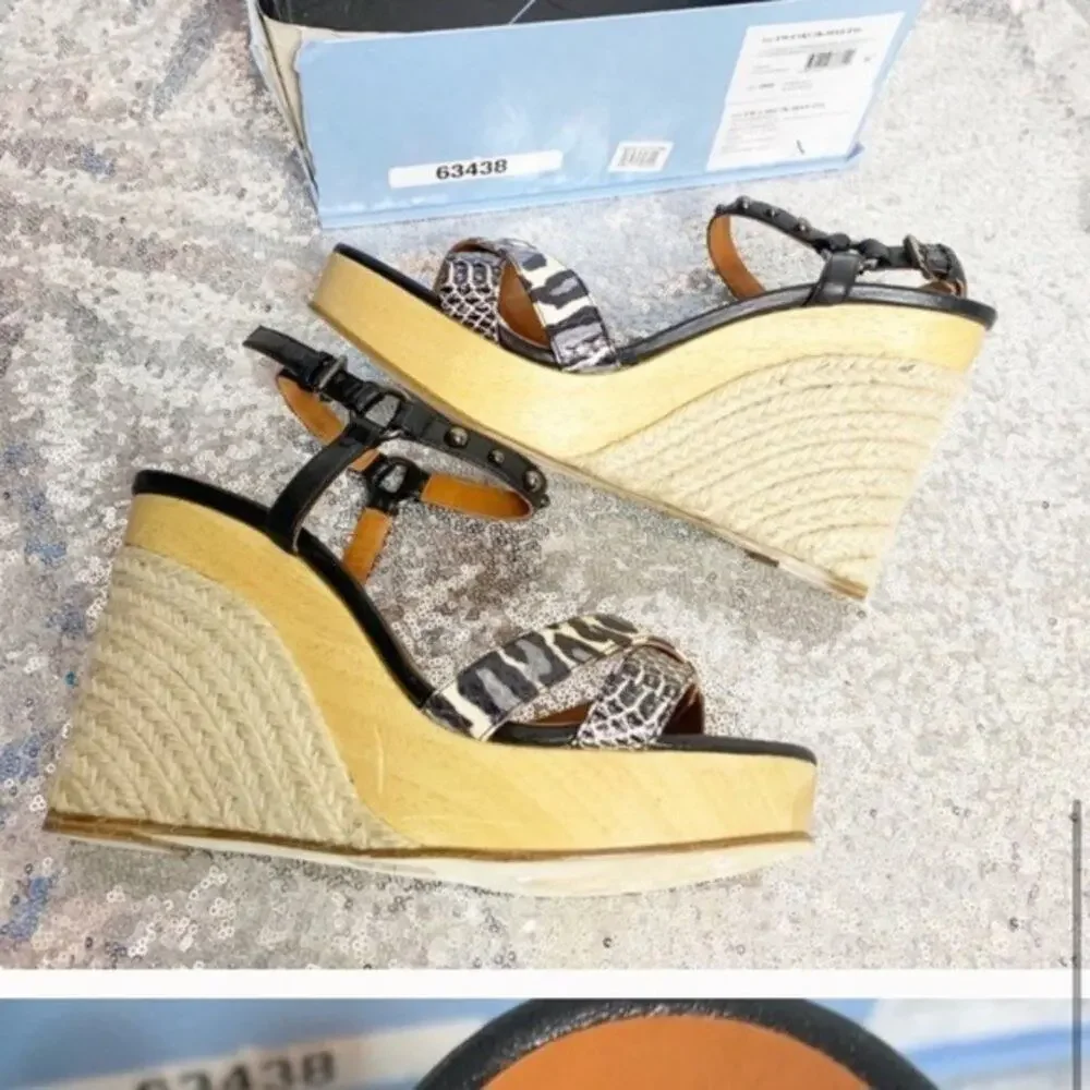 Lanvin studded wood espadrille wedges